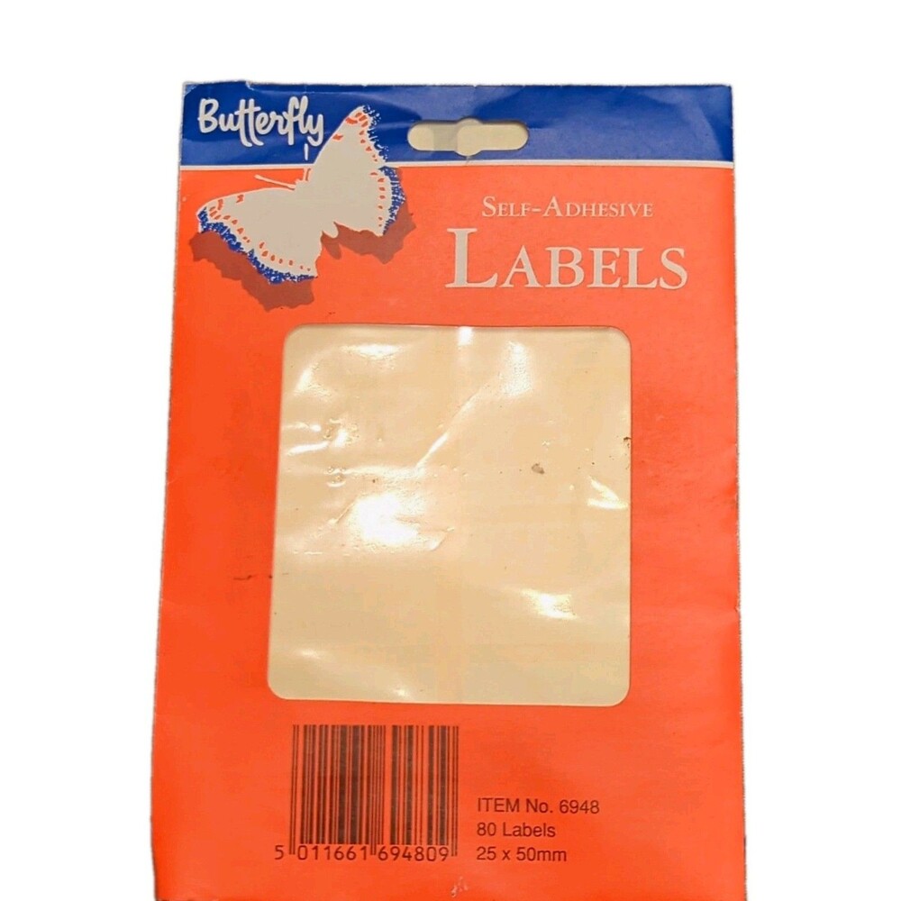 Vintage Butterfly 6948 Self-Adhesive Blank Labels 25 x 50mm, Pack of 70